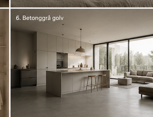 Microcementgolv i kök med fogfri betongyta