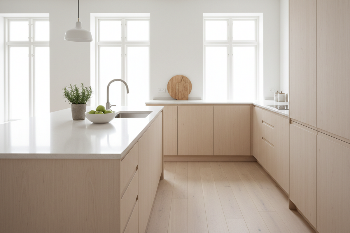 Sandvit microcement bänkskiva
